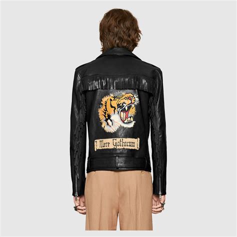 gucci leather jacket dhgate|Gucci tiger leather jacket.